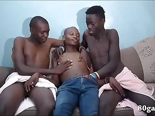 Black African Twinks Barebacking Threesome